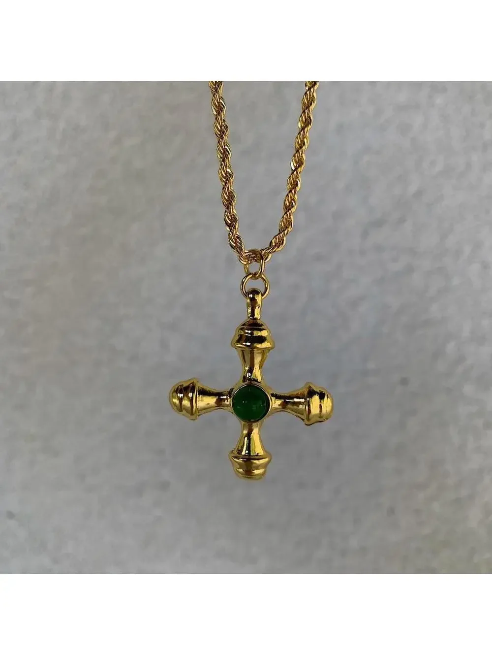 Y2k 2000s style Cyber Star Cross Pendant Gold Rope Chain Necklace. Stainless